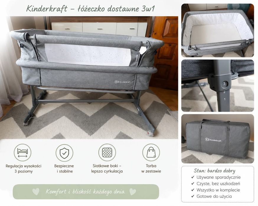 Dostawka / łóżeczko Kinderkraft – stan bardzo dobry