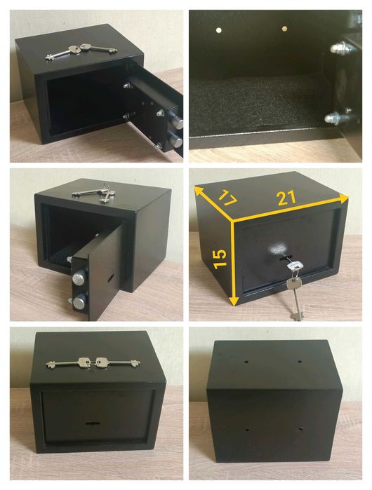 Сейф чёрный маленький с крепким замком (новый).  Перешлю по почте.