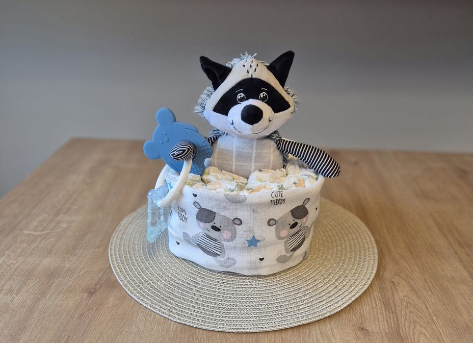 Tort z pampersów - prezent, narodziny dziecka, Baby Shower