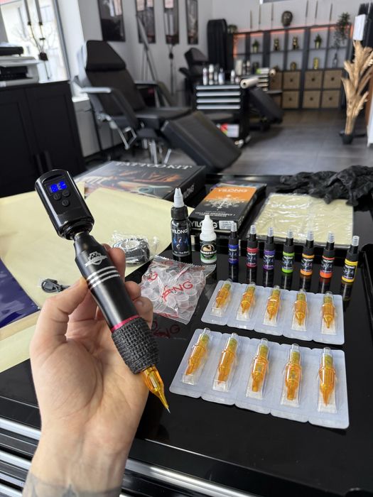 Kit Tattoo/ Tatuagem COMPLETO Sem fios com Pele Treino/ Instruções etc