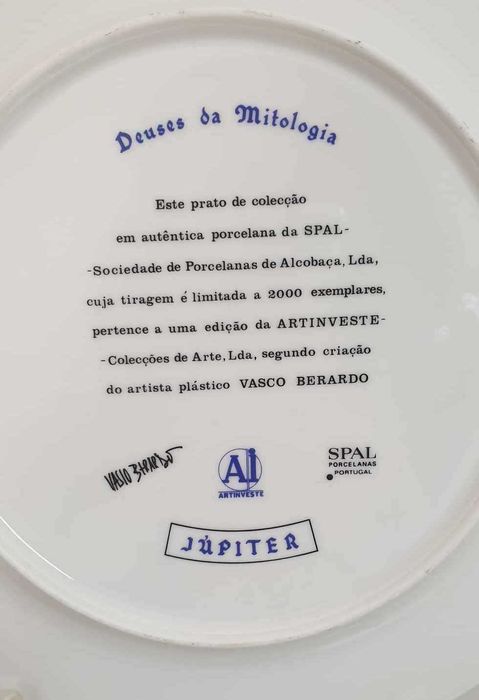 Prato porcelana/coleção Deuses da Mitologia/edição limitada