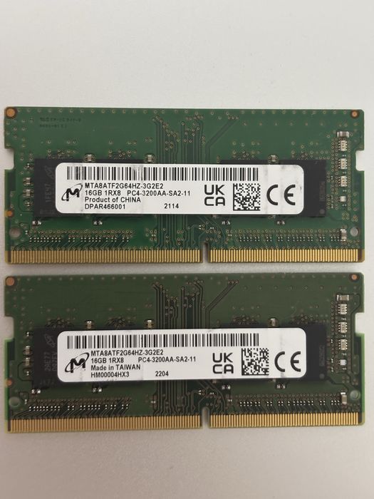 Оперативна пам'ять DDR4 16GB Micron /  3200MHz SO-DIMM для ноутбука