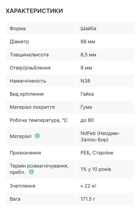Магніт D88 для реб неодим в гумовій оболонці з болтом М8х15 < 22кг