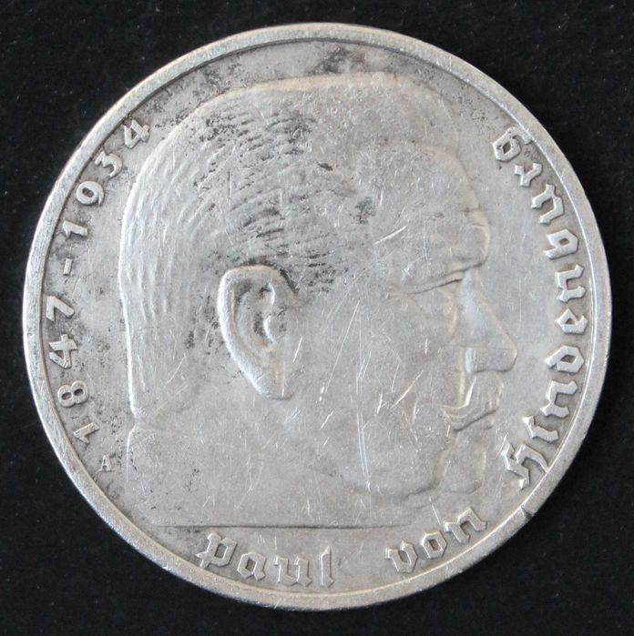 монета 5 марок 1936,1938 года