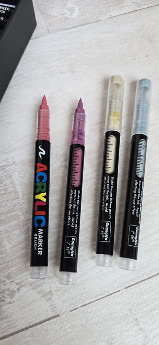 Акрилові маркери браш GuangNa, акриловые маркеры металик, фломастеры