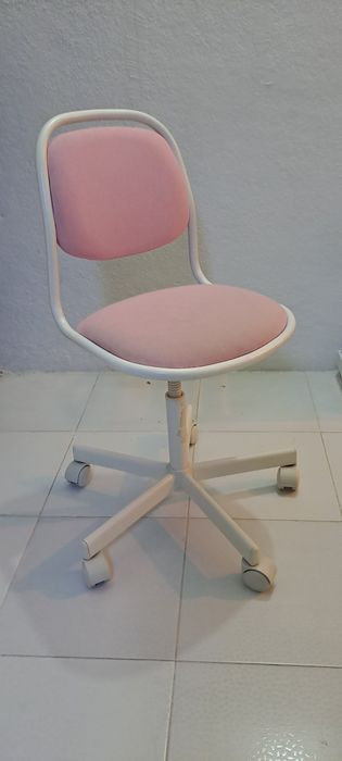 Cadeira p/secretária criança, branco/Vissle rosa