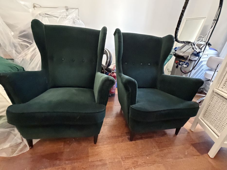 STRANDMON Fotel uszak, Djuparp ciemnozielony