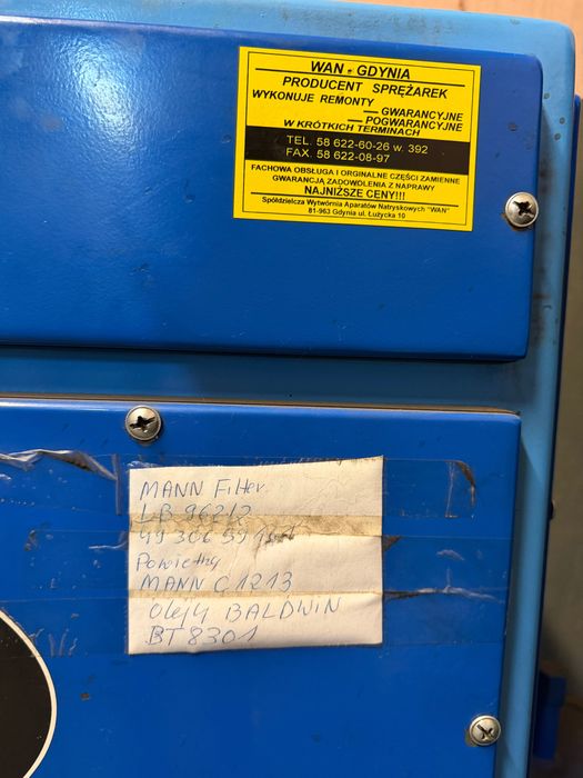Sprężarka WAN-NK 40A 7,5 KW stan perfekcyjny