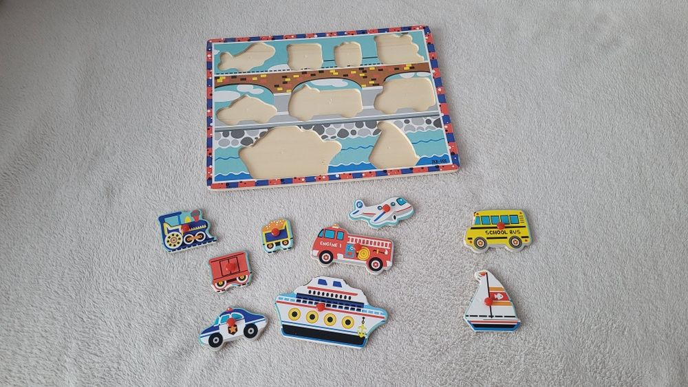 Układanka drewniana pojazdy
