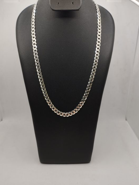 Srebrny łańcuszek, pancerka, próba 925, długość 50 cm