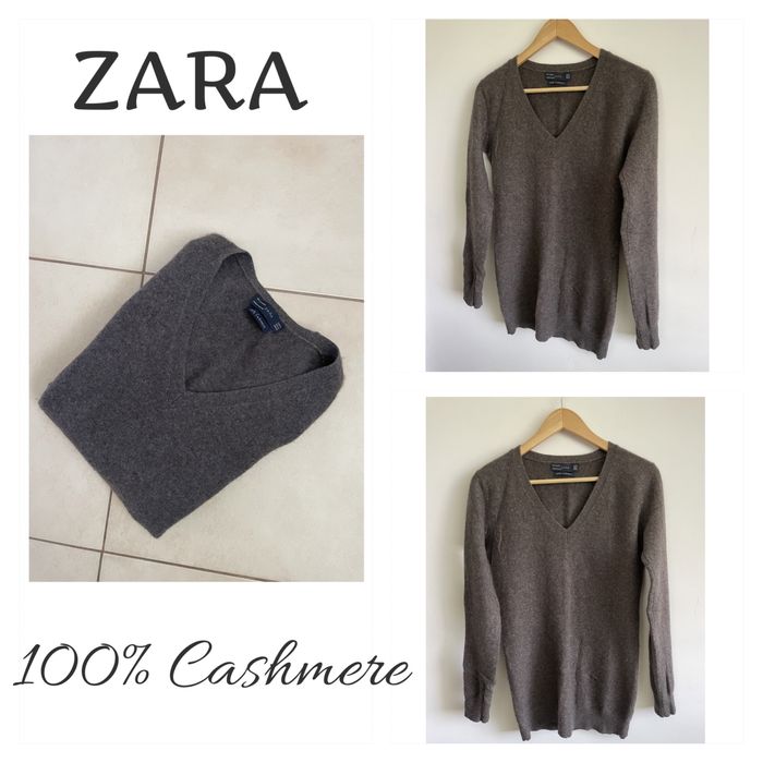 Zara 100% kaszmir brązowy ultra miekki i ciepły sweter