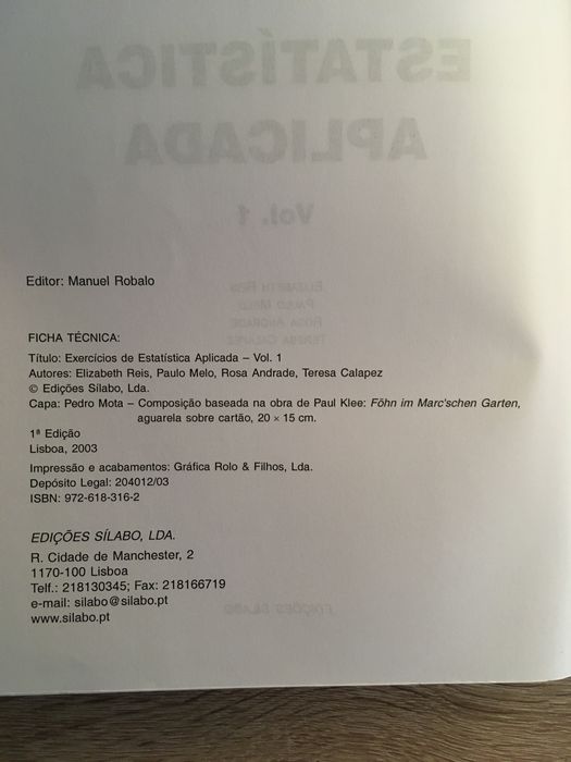 Exercícios Estatística Aplicada Vol. 1