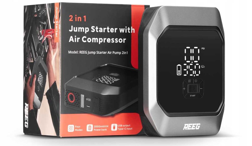 Kompresor Urządzenie rozruchowe Booster REEG Jump Starter Air Pump2in1