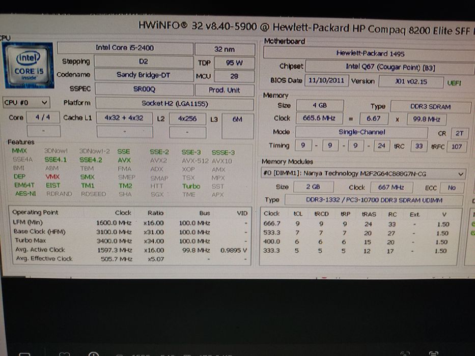 Komputer  HP 8200 SFF  - SSD 250  - Monitor 22 - Windows 11