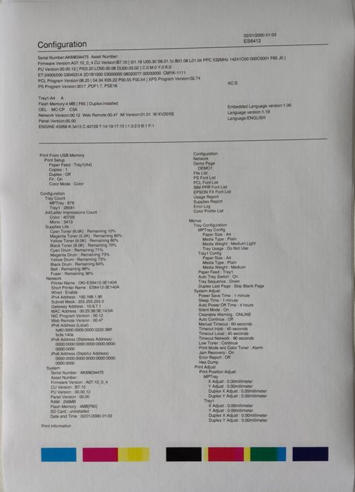 Drukarka Oki ES6412 laser kolor duplex na części