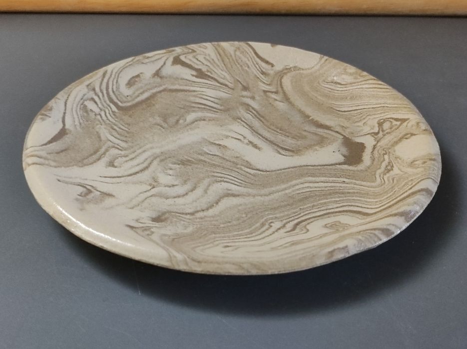 Mydelniczka ceramiczna handmade rękodzieło beż nerikomi