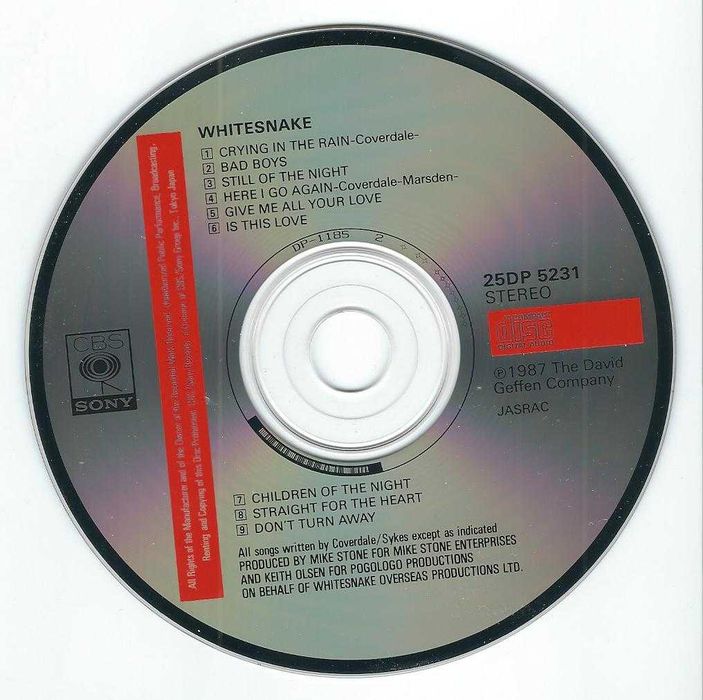 CD Whitesnake - 1987 (Japan 1988)