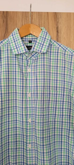 Niebiesko zielona męska koszula kratka  bawełna Luciano, rozM