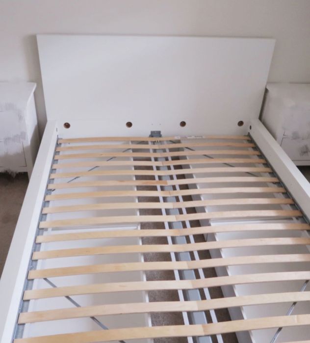 Cama IKEA MALM 180x200 branca c/ 4 gavetas + estrado pronta a levantar