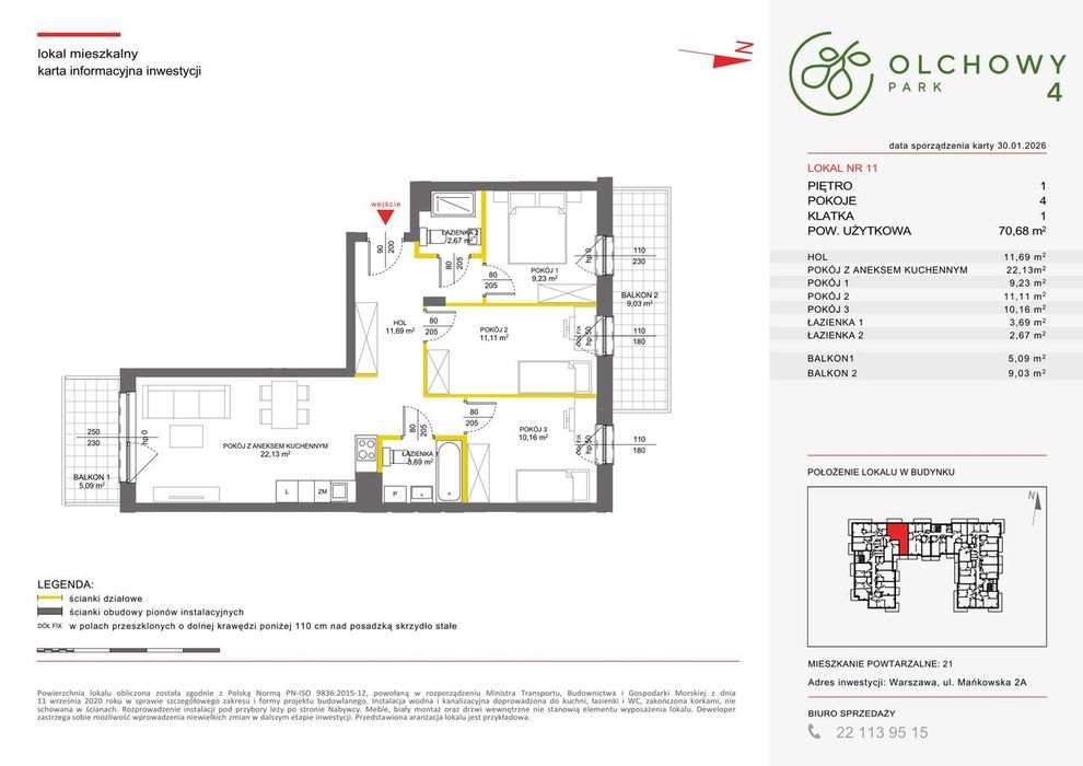 4-pokojowe mieszkanie 70 m² + 2 balkony - Widok 2