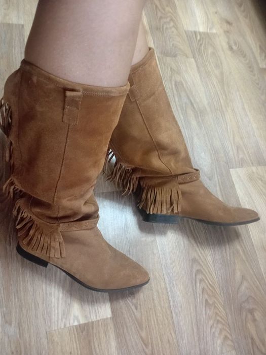 Чоботи казаки ковбойки замша