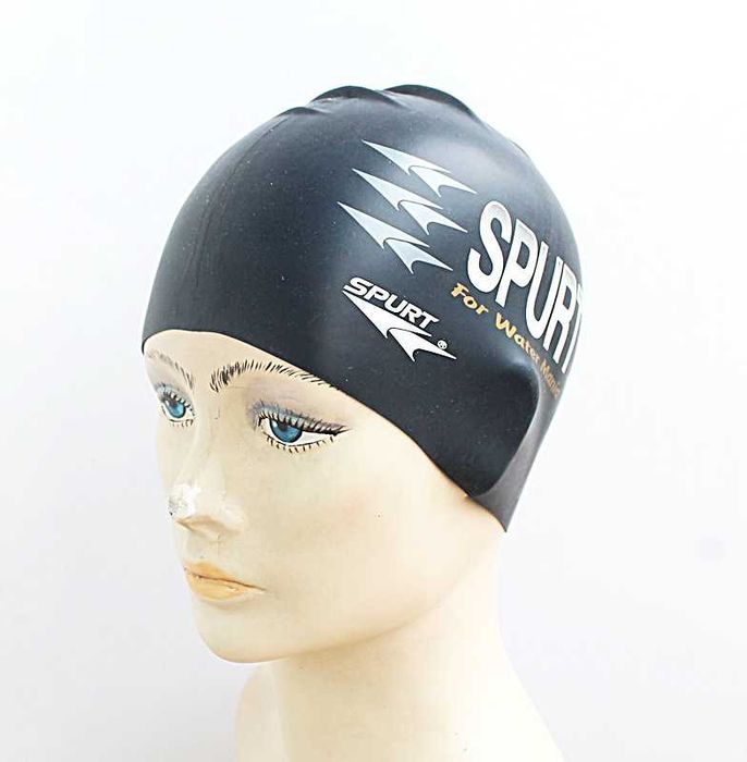 SPURT Markowy czepek pływacki silikonowy 5221 Czarny ZESTAW = 3 sztuki