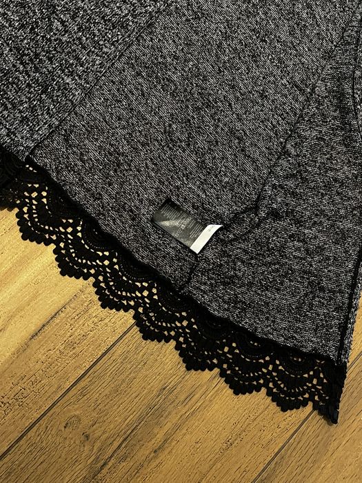 Sweterek długi kardigan z koronką H&M