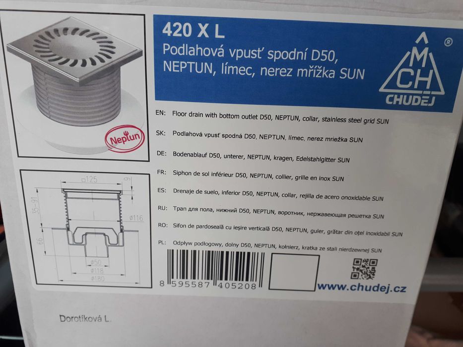 Chudej dolny odpływ podłogowy kratka stal nierdzewna 420XL