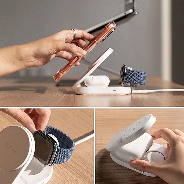 Ringke 3In1 Magnetic Magsafe Wireless Folding Charger 25W Qi2.2 White