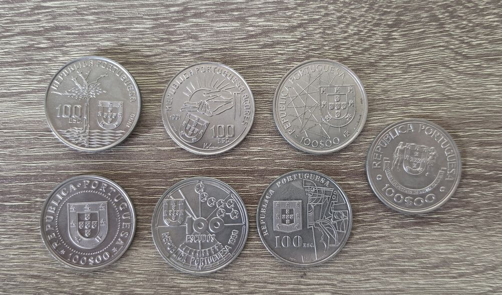 Moedas de escudo coleção 500 250 200 100