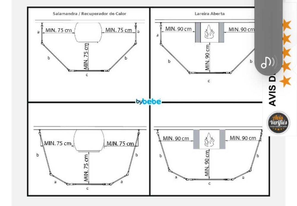 Barreira Lareira/Salamandra/Recuperador de Calor Baby - cor cinza