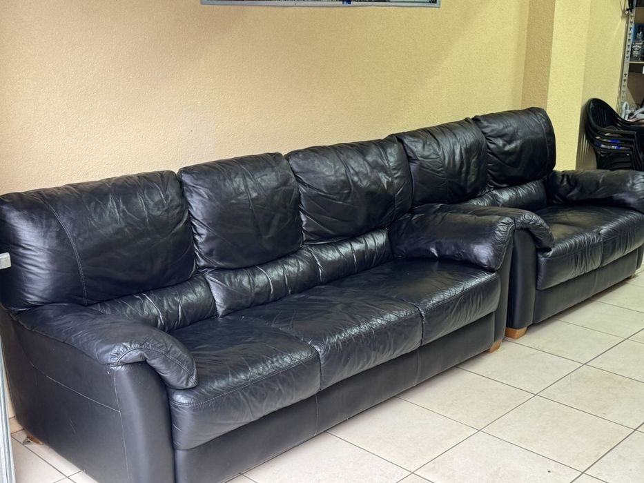 Стильный кожаный диван двойка из Европы