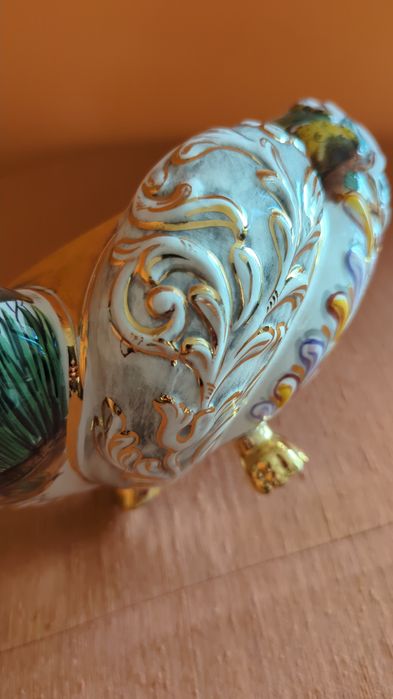 Magnífica antiga boleira/bomboneira cerâmica de Alcobaça