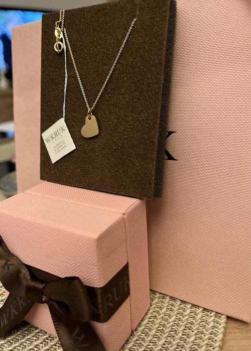 Nowy naszyjnik złoty, łańcuszek W.Kruk serce