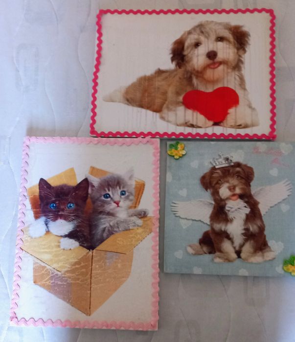 Quadros com moldura e quadros efectuados a mão  muito lindos , novos
