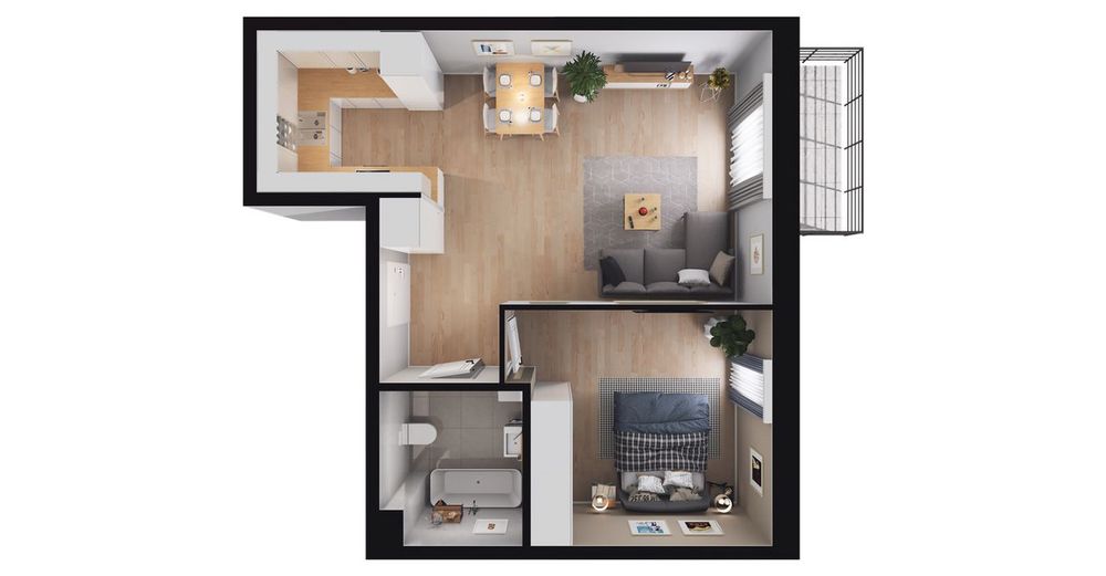 2-pokojowe mieszkanie 47m2 + balkon