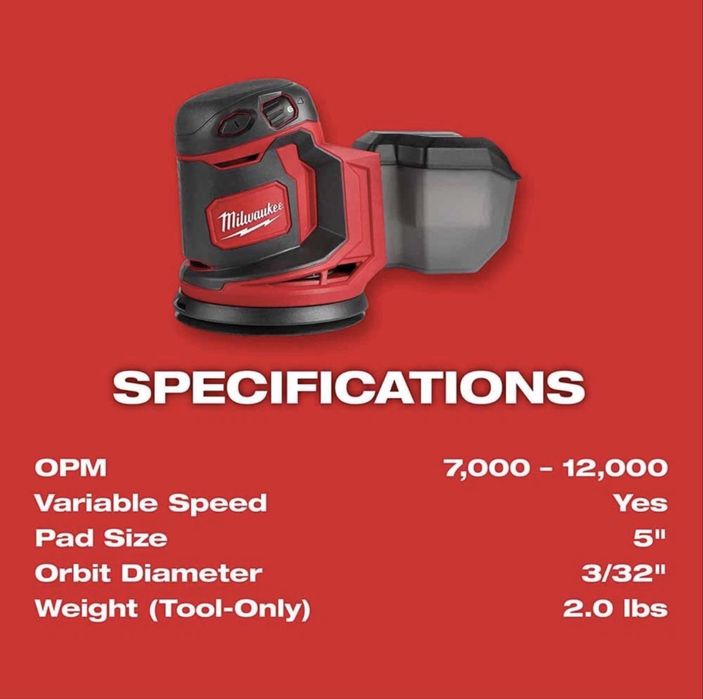 Ексцентрикова шліфмашина акумуляторна 125мм Milwaukee M18 2648-20