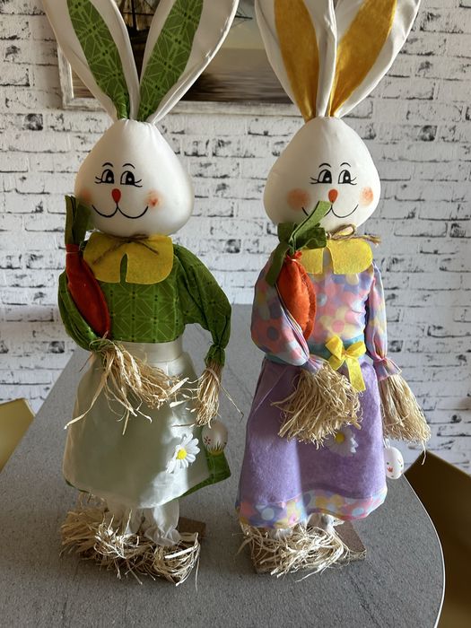 Zajace dekoracyjne materialowe wielkanoc