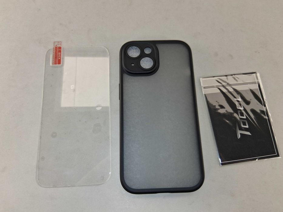 E102 Etui Do iPhone 15 Czarne Ze Szkłem Hartowanym Ochrona Aparatu