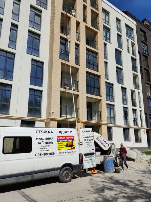 Стяжка підлоги, напівсуха машинна стяжка по теплій підлозі