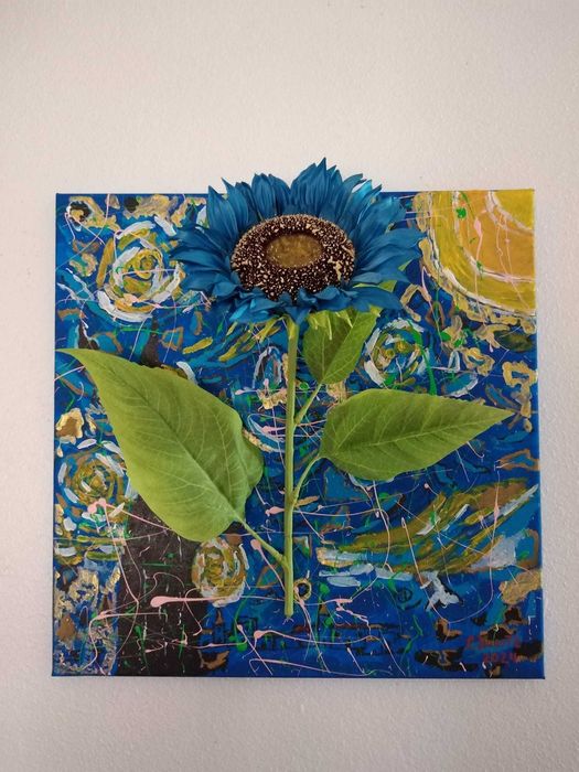 Quadro girassol Azul