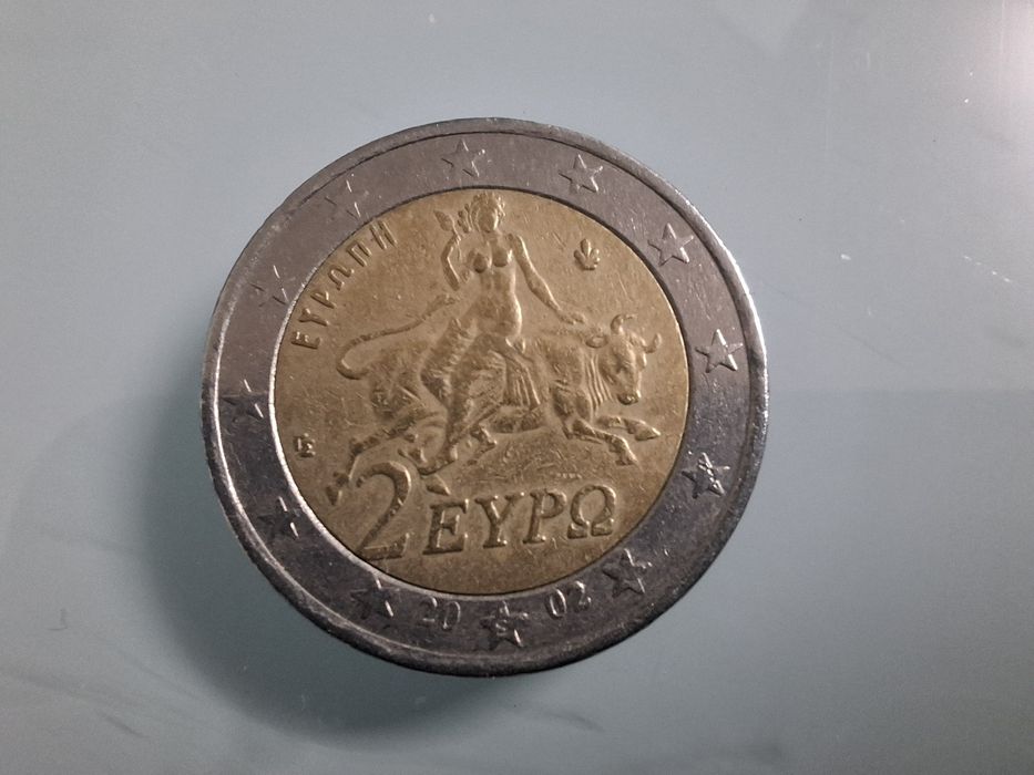 Moeda 2€ Grega Grecia 2002 Erro Impressão Cunhagem Valiosa