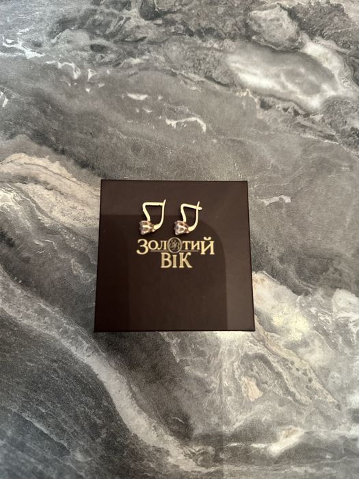 Золотые серьги 585 пробы с кубическим цирконием