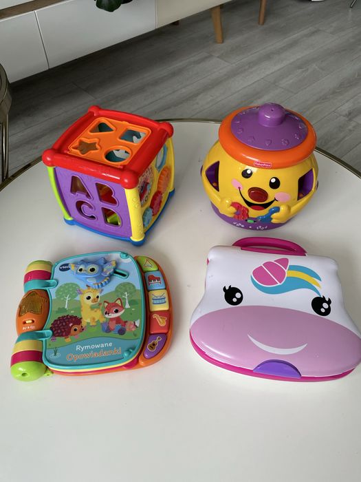 Zabawki grające Montessori  garnuszek na klocuszek laptop sorter Vtech