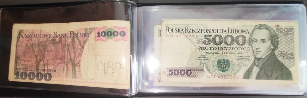 Zestaw banknotów w klaserze: 20 banknotów PRL