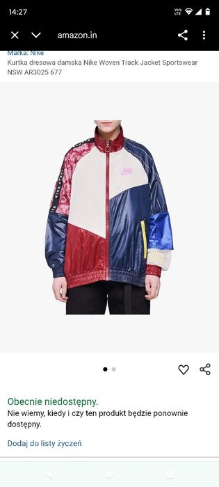 Bluza damska Nike Woven Track Jacket Sportswear