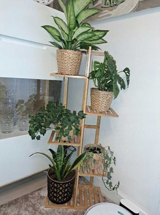 Duży Wysoki Kwietnik Stojący Drewniany Bambusowy Stojak Na Kwiaty