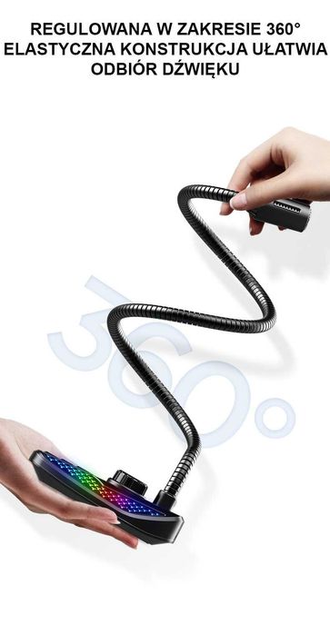 MIKROFON gamingowy RGB do KOMPUTERA laptopa LED usb