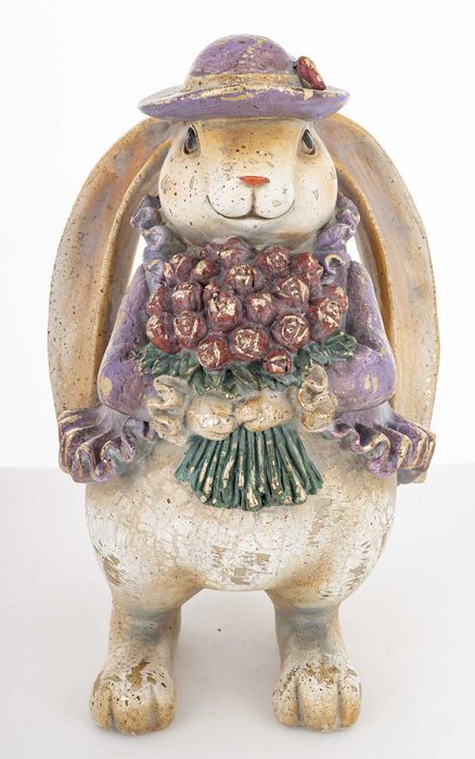 Zając Królik z bukietem tulipanów bajkowy h22cm. 183072