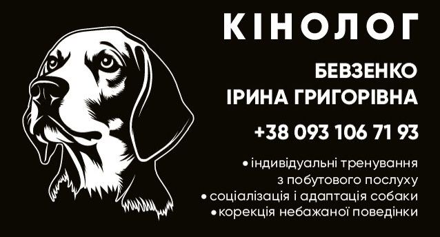 Кінолог. Консультації онлайн та офлай.Дресирування та виховання собак. Працюю з проблемною поведінкою, страхами та фобіями.